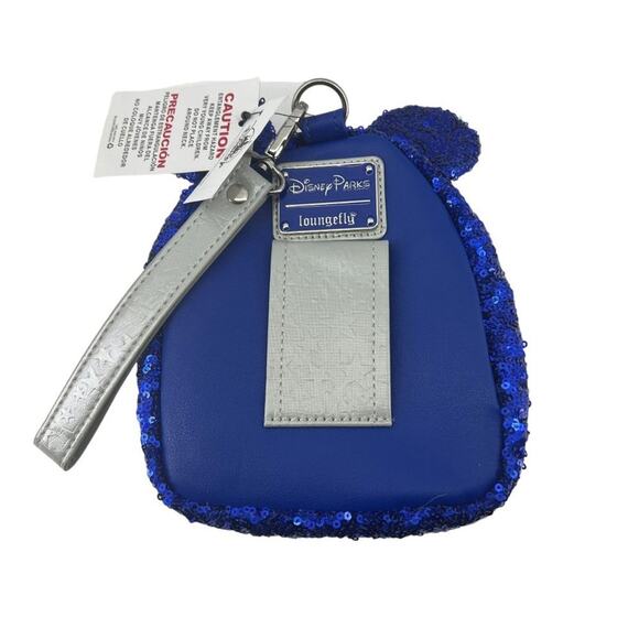 Disney Minnie Mouse Sequined Loungefly Backpack Wristlet Wishes Come True Blue - Picture 5 of 5